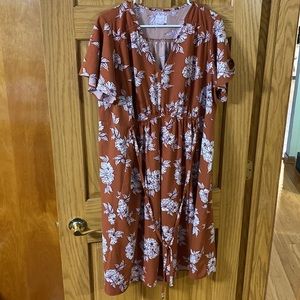 Orange tie front dress